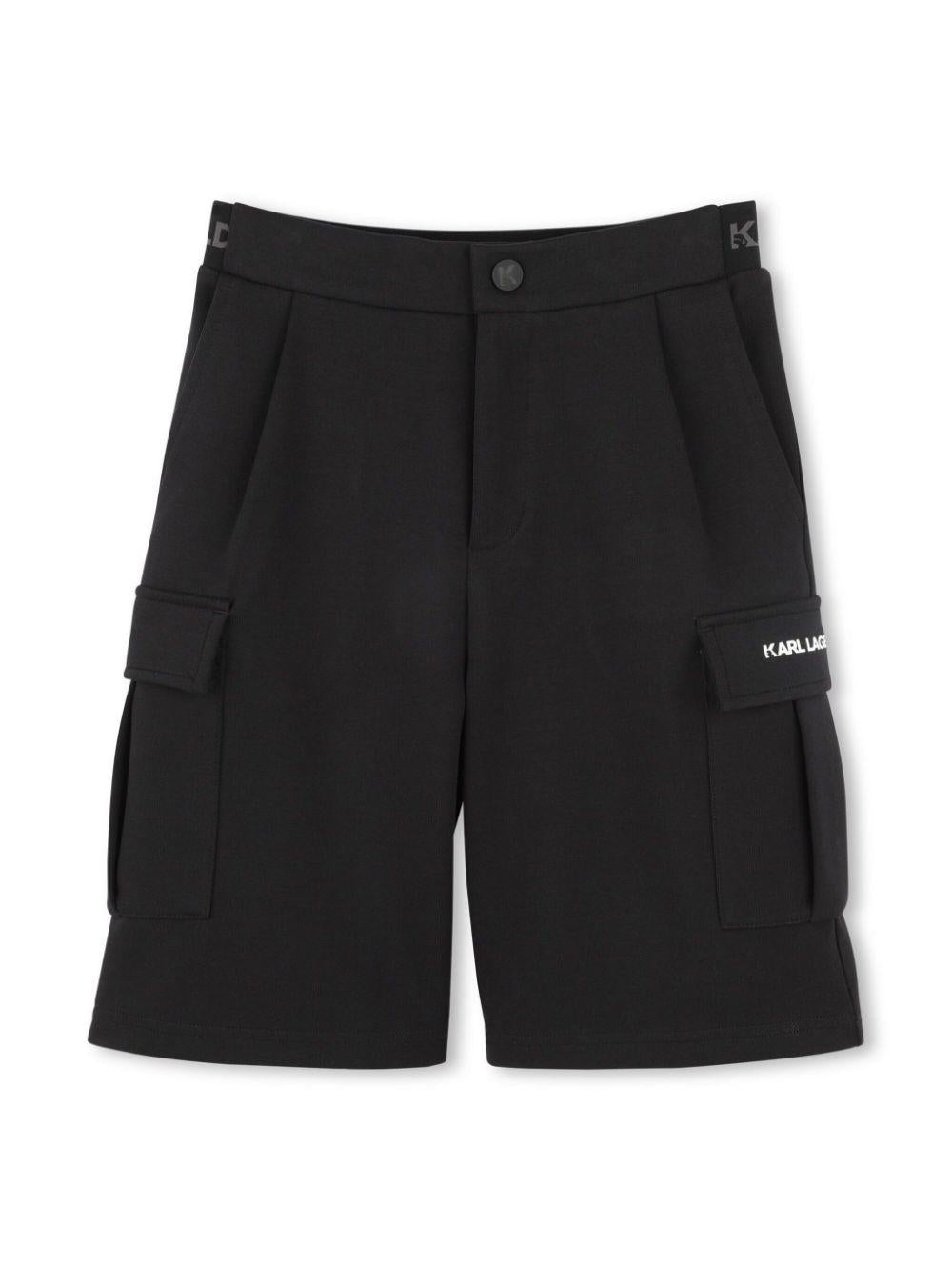 Cargo corti per bambino Karl Lagerfeld Kids nero con dettagli plissettati Z30412 09B KARL LAGERFELD KIDS 
