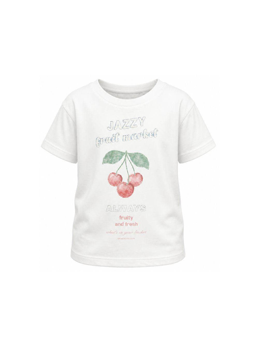 T-shirt per bambina Konges Slojd bianca con stampa grafica ciliegia KS104784 OFF WHITE KONGES SLOJD KIDS 