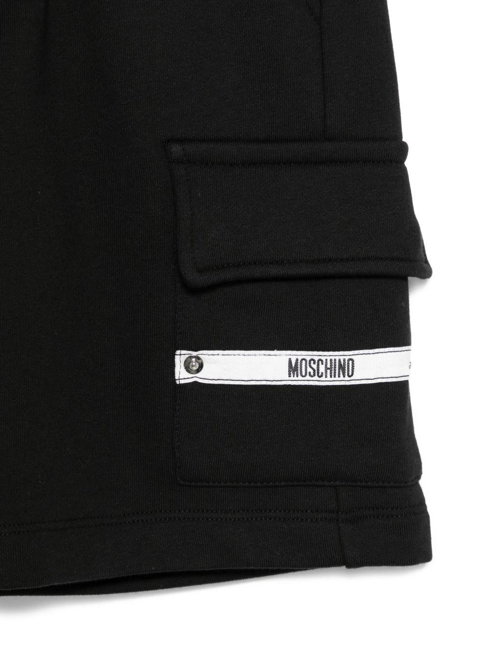 Shorts per bambino Moschino Kids neri con vita elasticizzata HUQ02OLCA86 60100 MOSCHINO KIDS 
