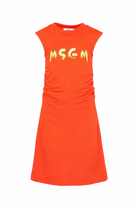 Abito per bambina MSGM Kids arancione con ruches S6MSJGDR064 MS074 MSGM KIDS 