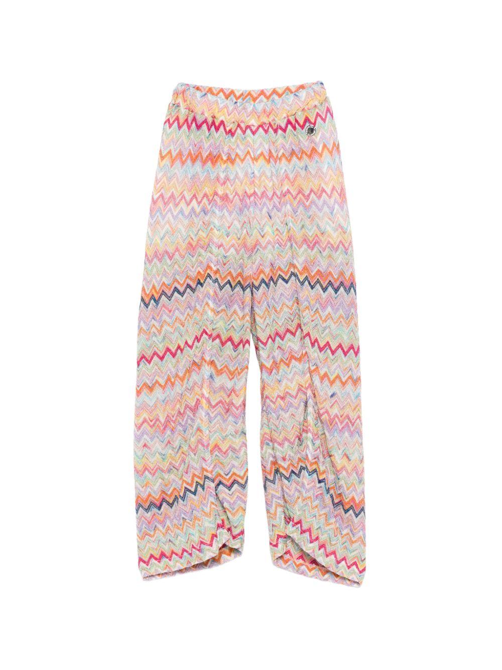 Pantaloni per bambina Missoni Kids multicolore con motivo a chevron MY6A40 Q0107 999 MISSONI KIDS 