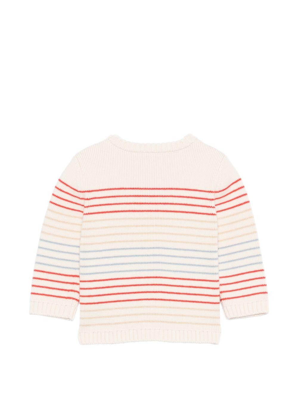 Maglione per neonato Bonpoint bianco con design a righe S06YJUK00003 203 BONPOINT KIDS 