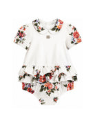 Body per neonata Dolce & Gabbana Kids bianco a fiori con ruches L21O9O G7PZM S9000 DOLCE & GABBANA KIDS 