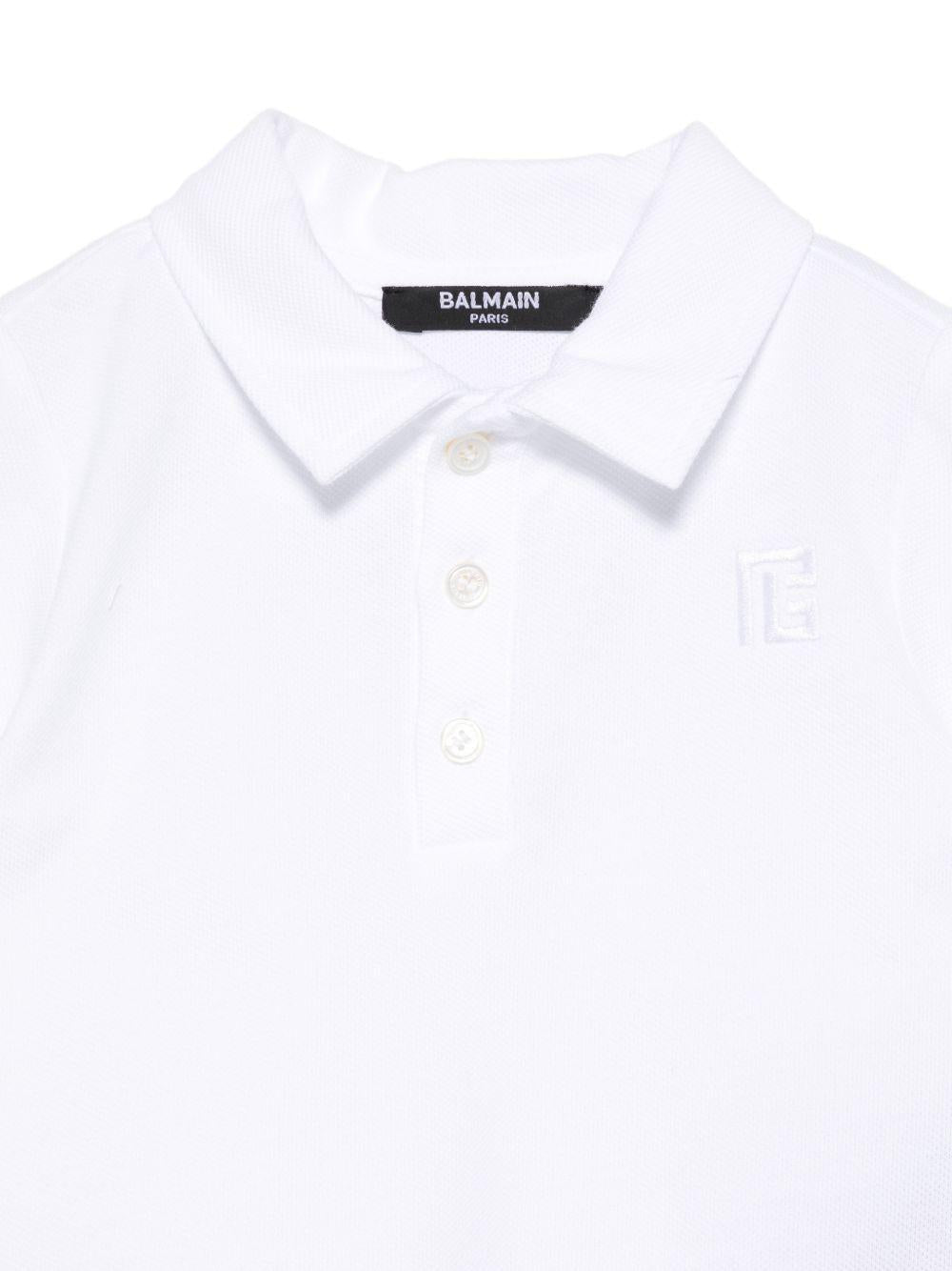 Polo per neonato Balmain Kids bianca con colletto BY8621 Z3658 100 BALMAIN KIDS 