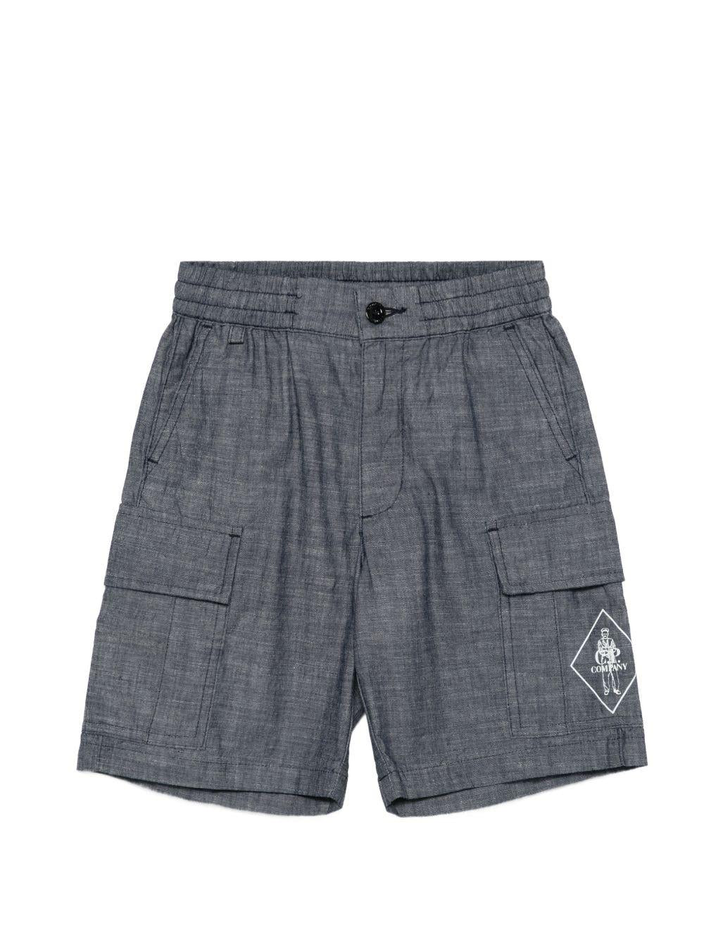 Shorts per bambino C.P. Company Kids grigi con logo sul davanti CUQ00LL0E46 60010 C.P.COMPANY KIDS 