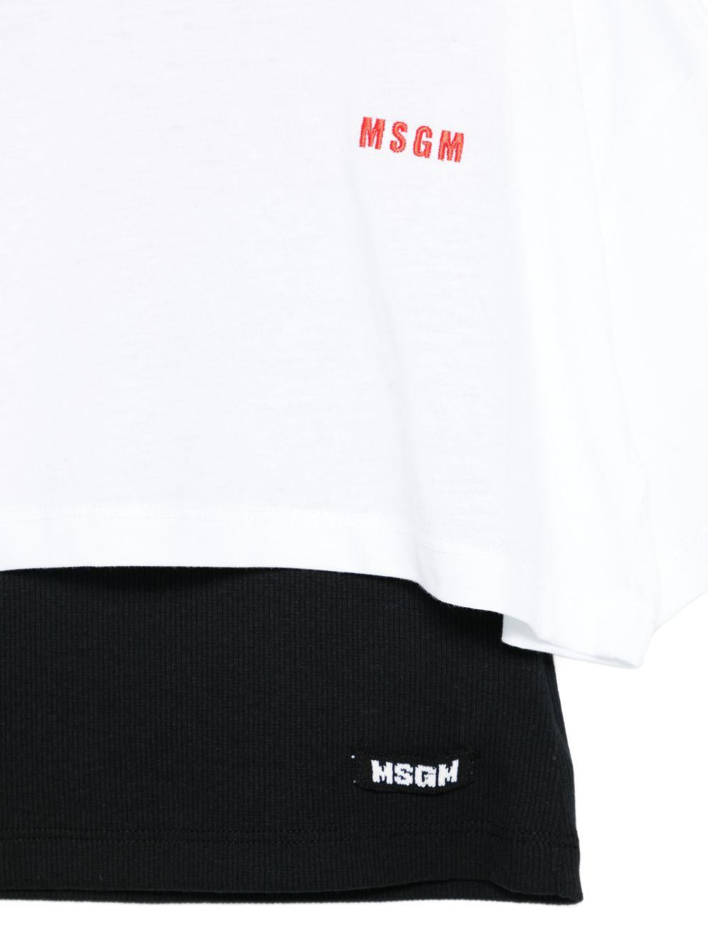 T-shirt per bambina MSGM Kids bianca con logo-toppa S6MSJGTH092 001 MSGM KIDS 