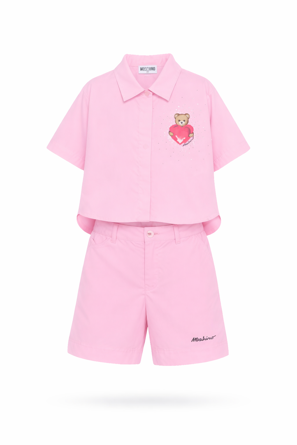 Set camicia e shorts per bambina Moschino Kids rosa con motivo Teddy Bear HDG01LLLA10 51473 MOSCHINO KIDS 