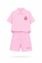 Set camicia e shorts per bambina Moschino Kids rosa con motivo Teddy Bear HDG01LLLA10 51473 MOSCHINO KIDS 