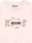 T-shirt per neonata Moschino Kids rosa con stampa Teddy sul davanti MUM04MLAA01 50209 MOSCHINO KIDS 