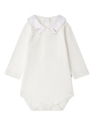 Body per neonata Bonpoint bianco con colletto Peter Pan  ricamato e cucitire beige W05OUNK00013 002 BONPOINT 