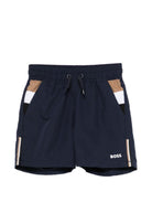Costume da bagno per bambino Boss Kidswear blu con dettagli laterali J52898 849 BOSS KIDS 