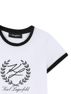 T-shirt per bambina Karl Lagerfeld Kids bianca con logo sul davanti Z31154 10P KARL LAGERFELD KIDS 