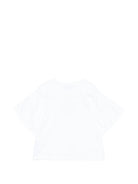 T-shirt per bambina Moschino Kids bianca con dettaglio Teddy Bear HDM077LAA23 10101 MOSCHINO KIDS 