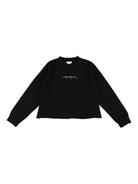 Felpa per bambina Stella McCartney Kids nera con logo ricamato sul davanti TX4C50 Z0453 961 STELLA McCARTNEY KIDS 