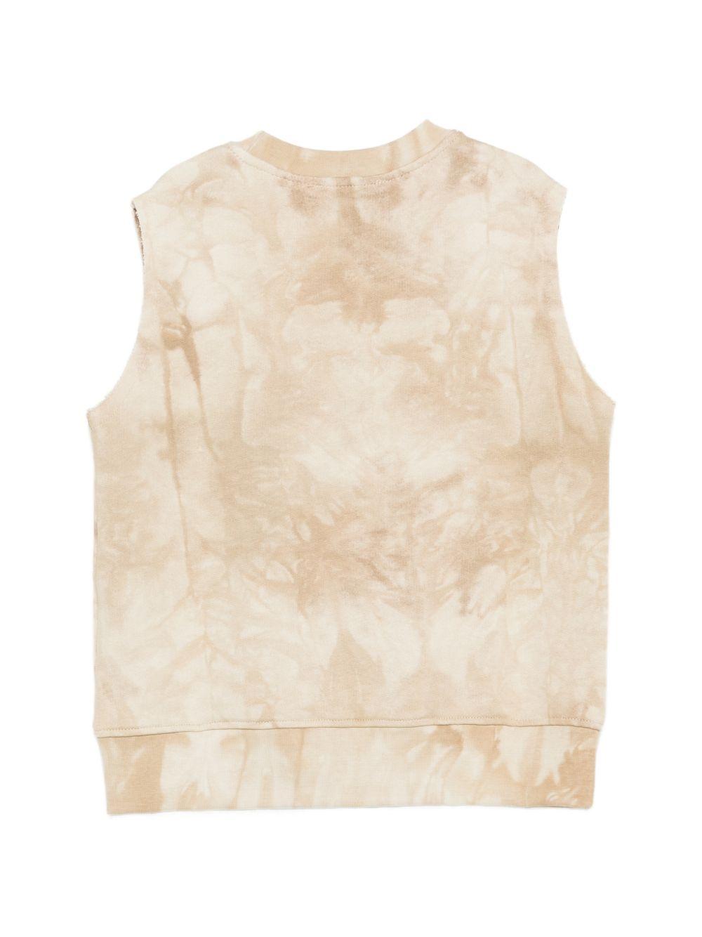 T-shirt per bambino MSGM Kids beige con fantasia tie-dye S6MSJBSW244 015 MSGM KIDS 