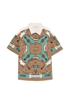 Camicia per bambino Dolce & Gabbana Kids beige con stampa grafica all-over L44S90 G7P2K HV5XH DOLCE & GABBANA KIDS 