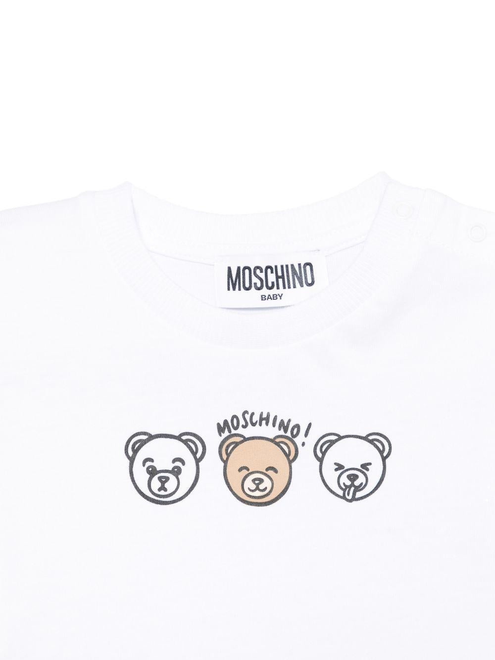 Set T-shirt e shorts per neonato Moschino Kids bianco e blu a righe MUG01OLXE63 86816 MOSCHINO KIDS 