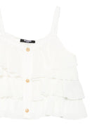 Top per bambina Balmain Kids bianco con balze BY5A52 K0282 101OR BALMAIN KIDS 