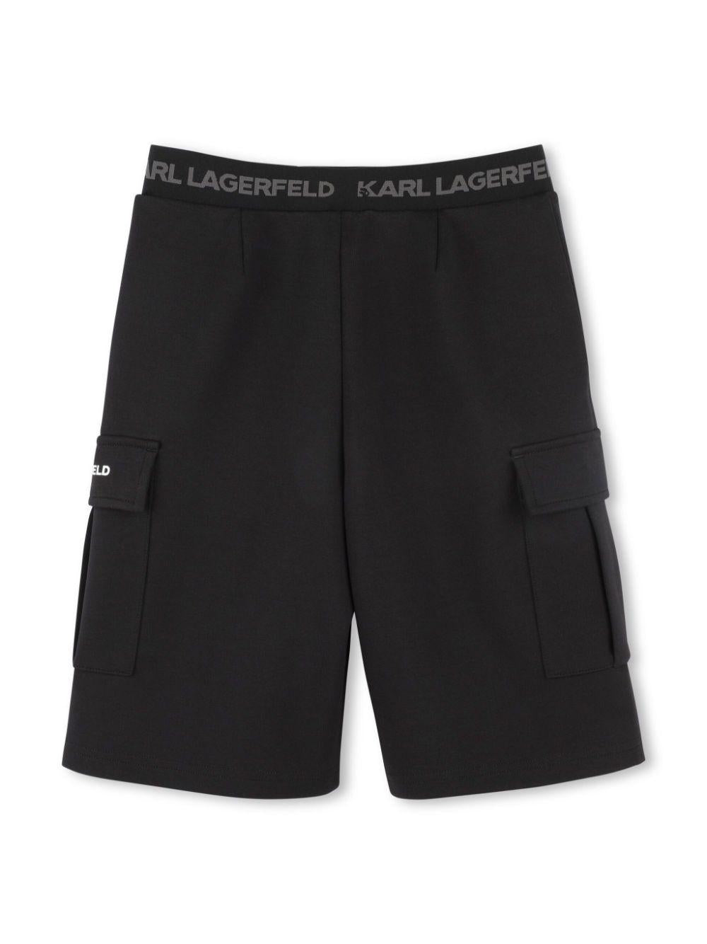 Cargo corti per bambino Karl Lagerfeld Kids nero con dettagli plissettati Z30412 09B KARL LAGERFELD KIDS 