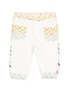 Pantaloni sportivi per neonato Missoni Kids bianchi con motivo a zigzag MZ6300 Z3183 102MC MISSONI KIDS 