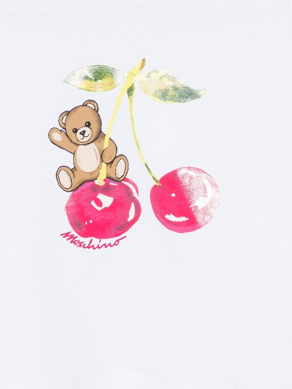 T-shirt per neonata Moschino Kids bianca con stampa Cherry MDM03TLAA02 10101 MOSCHINO KIDS 