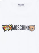 T-shirt per bambini Moschino Kids bianca con dettagli in rilievo HUM05QLAA24 10101 MOSCHINO KIDS 