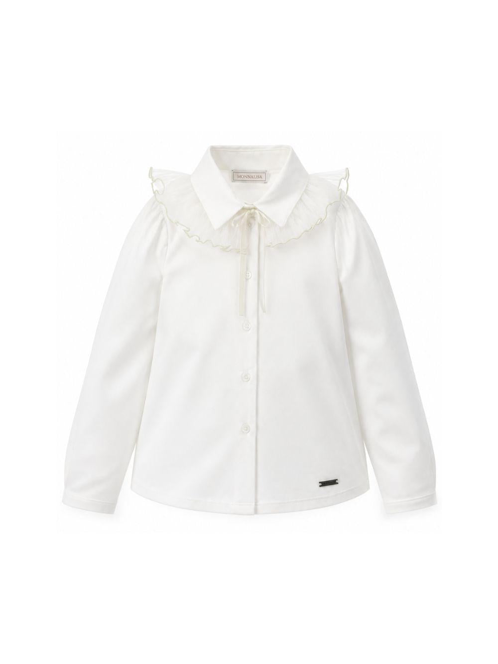 Camicia per bambina Monnalisa Kids bianca con colletto con ruches 17H300 8201 0001 MONNALISA KIDS 