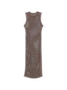 Abito lungo da donna Eileen MC2 Saint Barth marrone a maglia traforata EIE0001 09459L MC2 ST. BARTH 