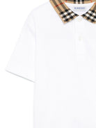 Polo per bambino Burberry Kids bianca con spacchetti laterali 8105571 A1464 BURBERRY KIDS 