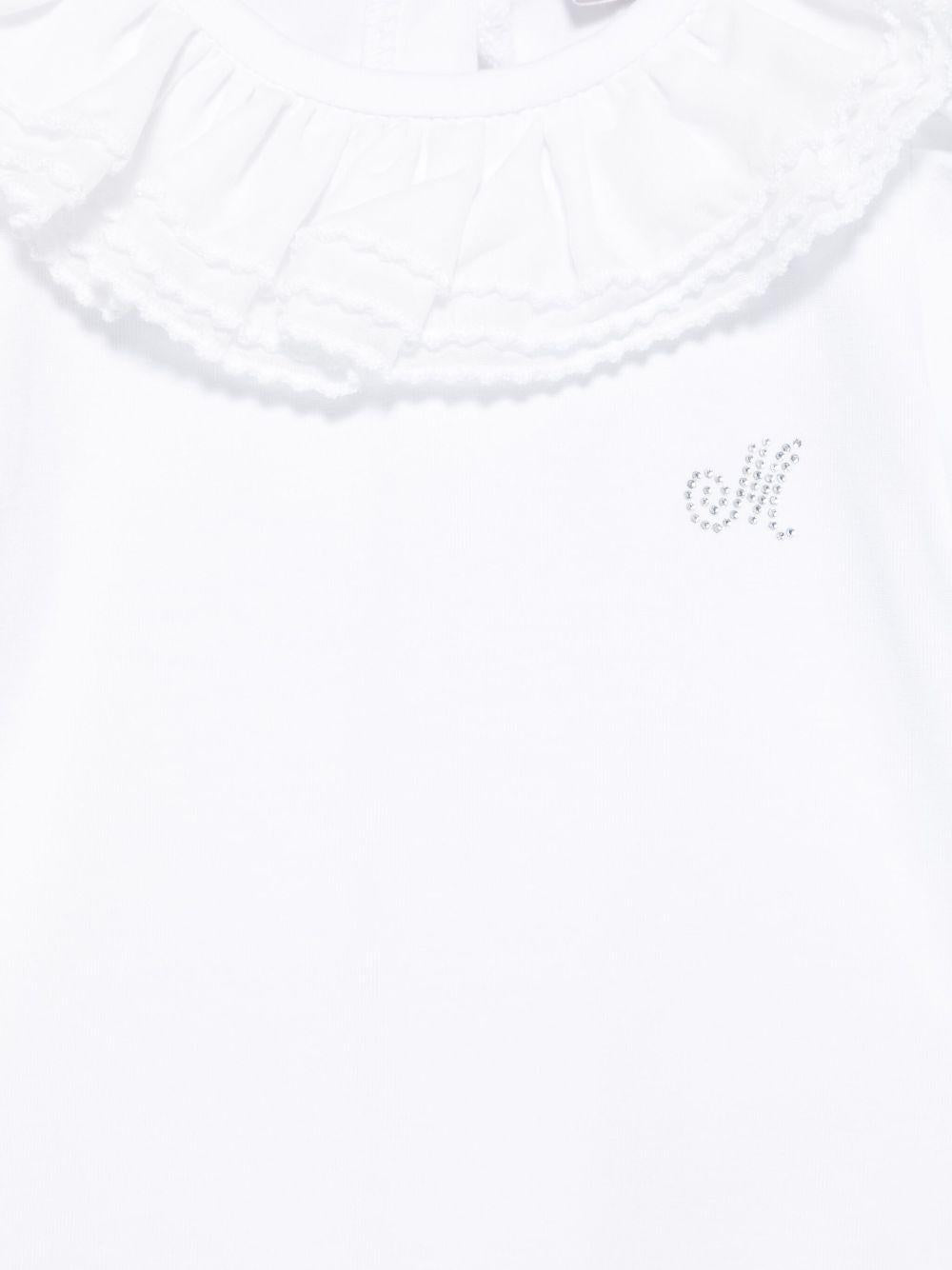 Body per neonata Monnalisa bianco con strass con colletto con increspature 37E300 5001 0099 MONNALISA KIDS 
