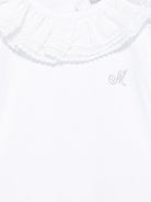 Body per neonata Monnalisa bianco con strass con colletto con increspature 37E300 5001 0099 MONNALISA KIDS 
