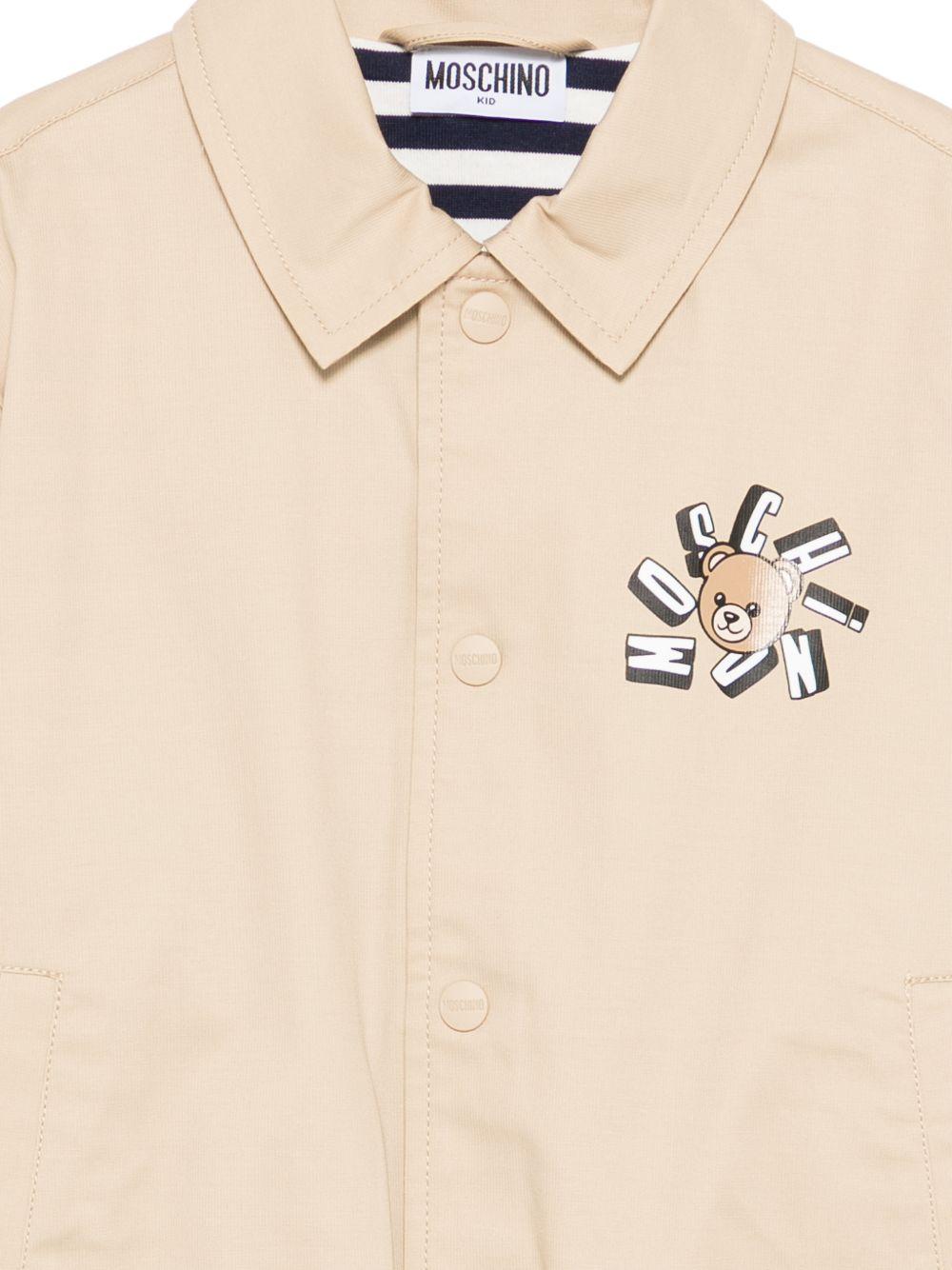 Giubbino per bambino Moschino Kids beige con stampa logo HUS05MLYA02 20829 MOSCHINO KIDS 