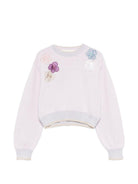 Maglione per bambina Simonetta lilla con applicazioni floreali SY9A20 X0018 545 SIMONETTA KIDS 
