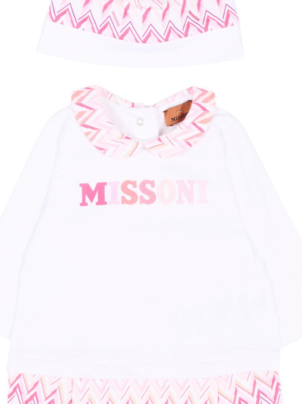 Set tutina e cappellino per neonata Missoni Kids bianco con motivo a zigzag MYB010 Z3672 100FU MISSONI KIDS 
