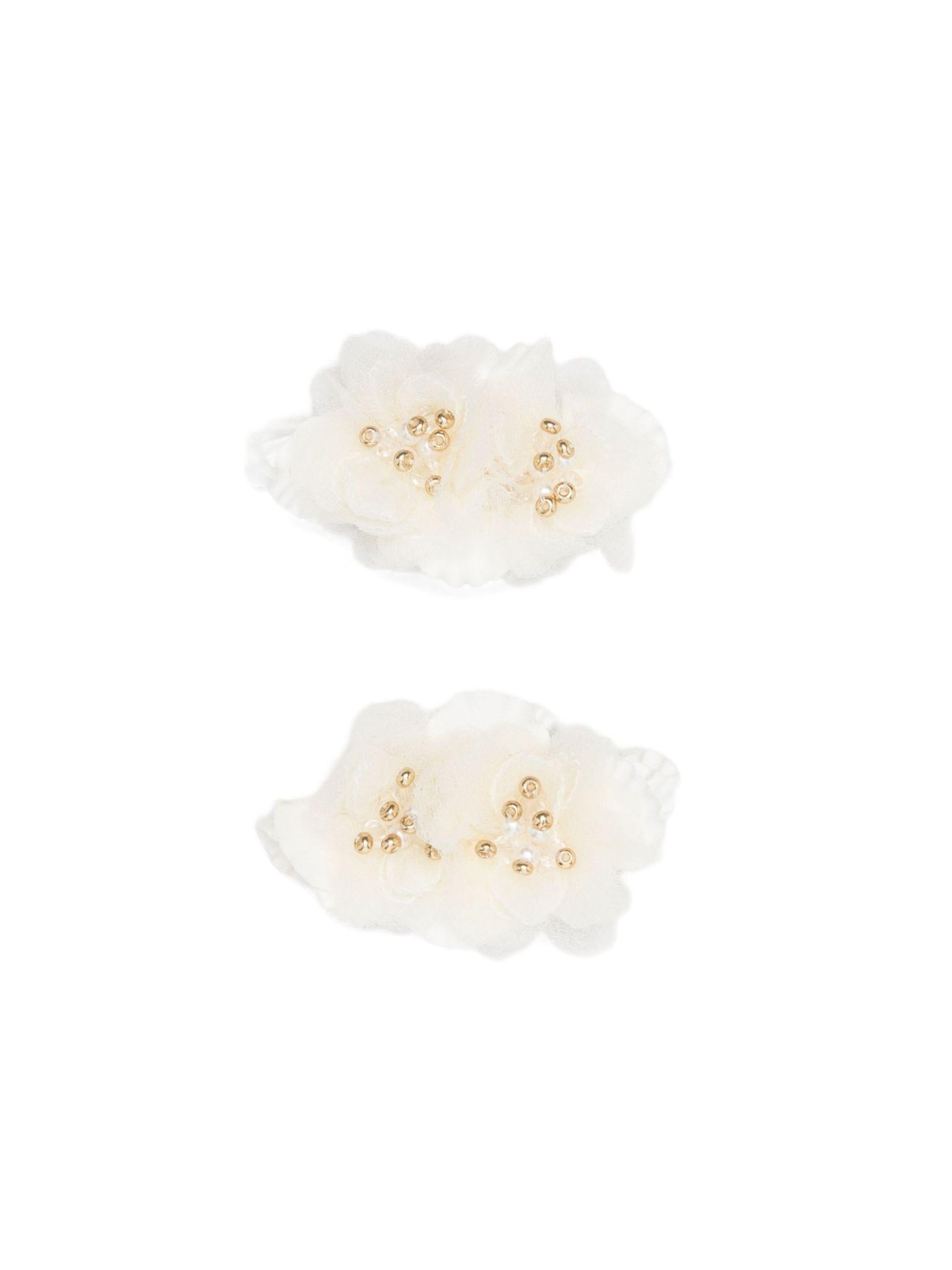 Fermaglio per bambina Bonpoint bianco con due dettagli floreali S06GHAW00023 002 BONPOINT KIDS 