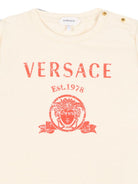 T-shirt per neonati Versace Kids beige con logo sul davanti 10251541A18123 2YE00 VERSACE KIDS 
