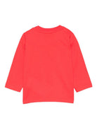 T-shirt per neonati Moschino Kids rosso con stampa logo MWO00RLAA10 50109 MOSCHINO KIDS 