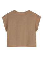 T-shirt per bambina Michael Kors Kids marrone con dettaglio logo R30607 263 MICHAEL KORS KIDS 