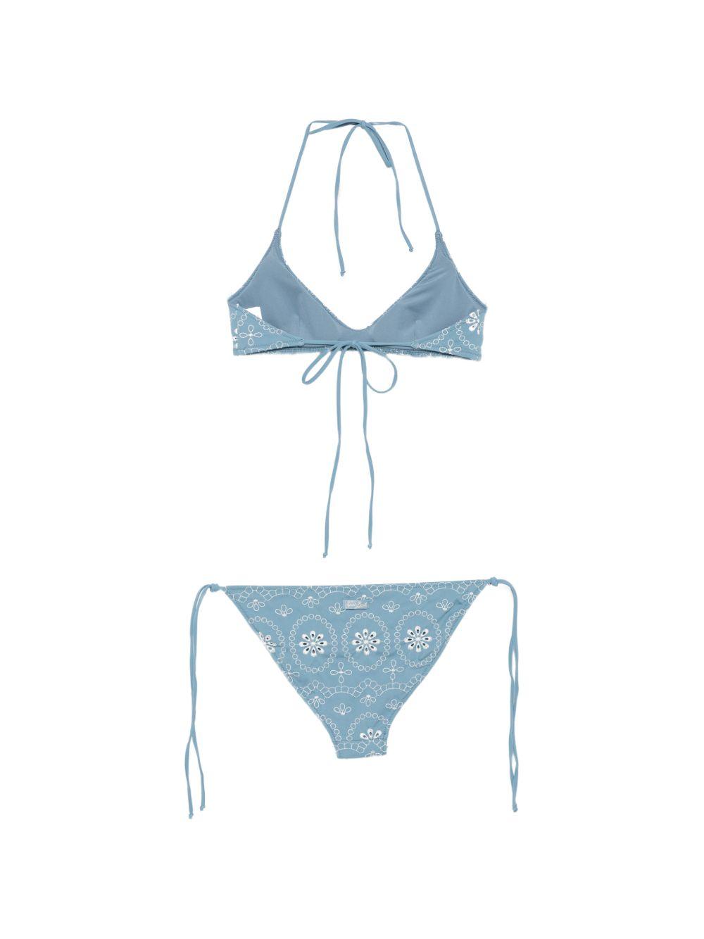 Bikini da donna MC2 Saint Barth blu con ricamo floreale VIR0001 00020L MC2 ST. BARTH 