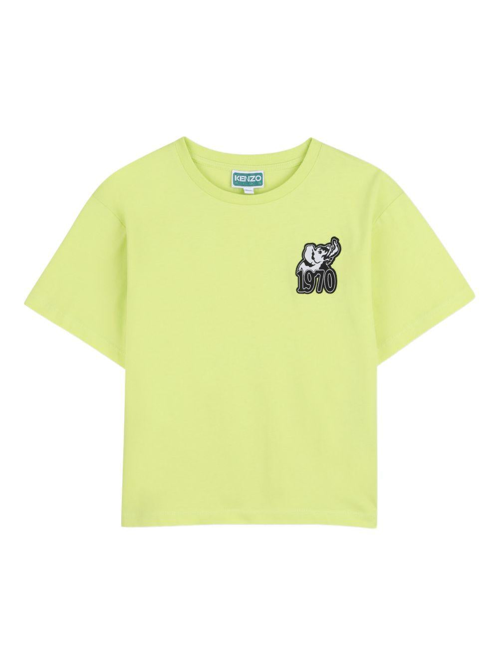 T-shirt per bambino Kenzo Kids verde lime con dettaglio sul petto K61761 545 KENZO KIDS 