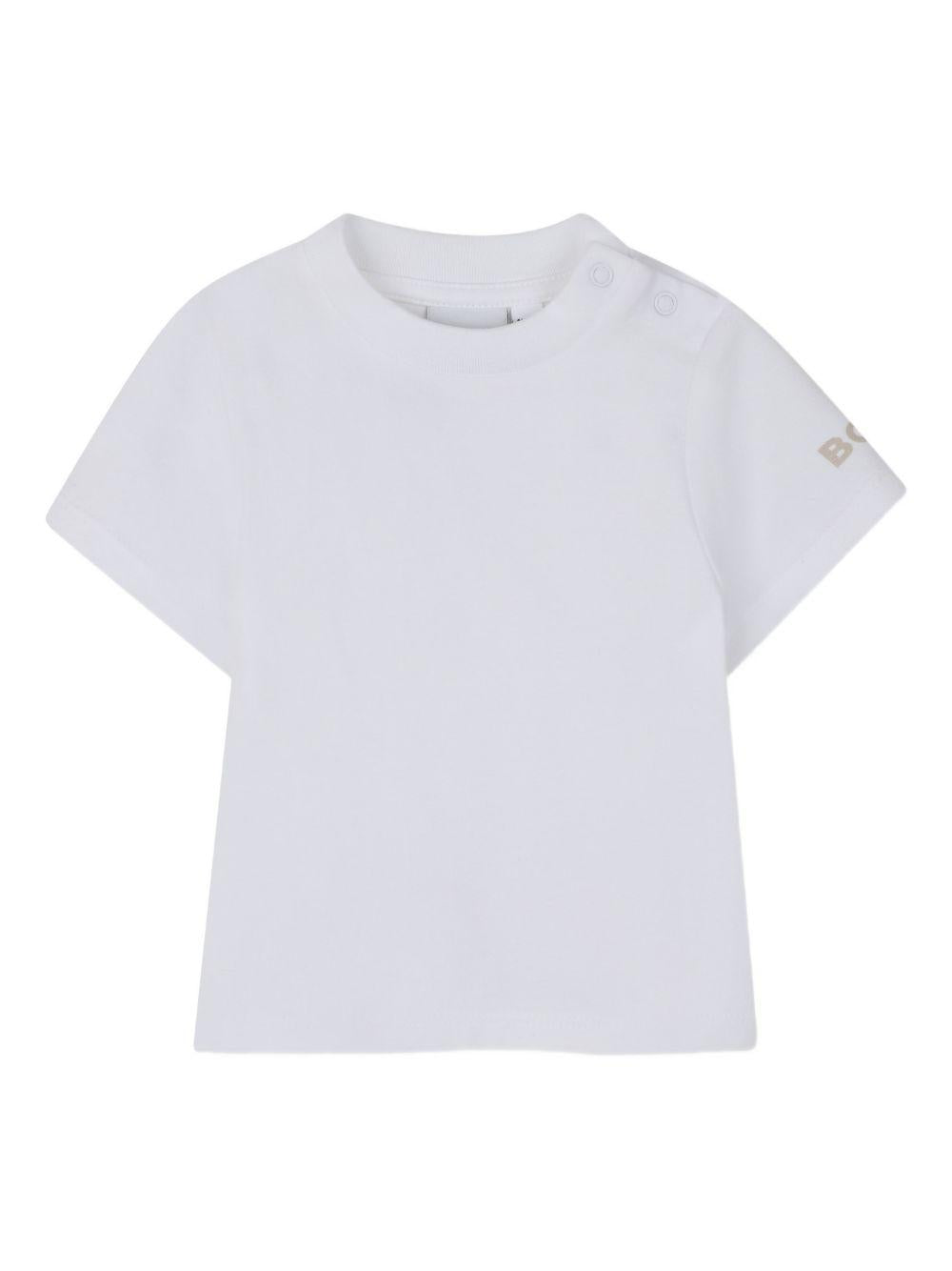Set t-shirt e salopette per neonato Boss Kids multicolore con design a righe J53038 249 BOSS KIDS 