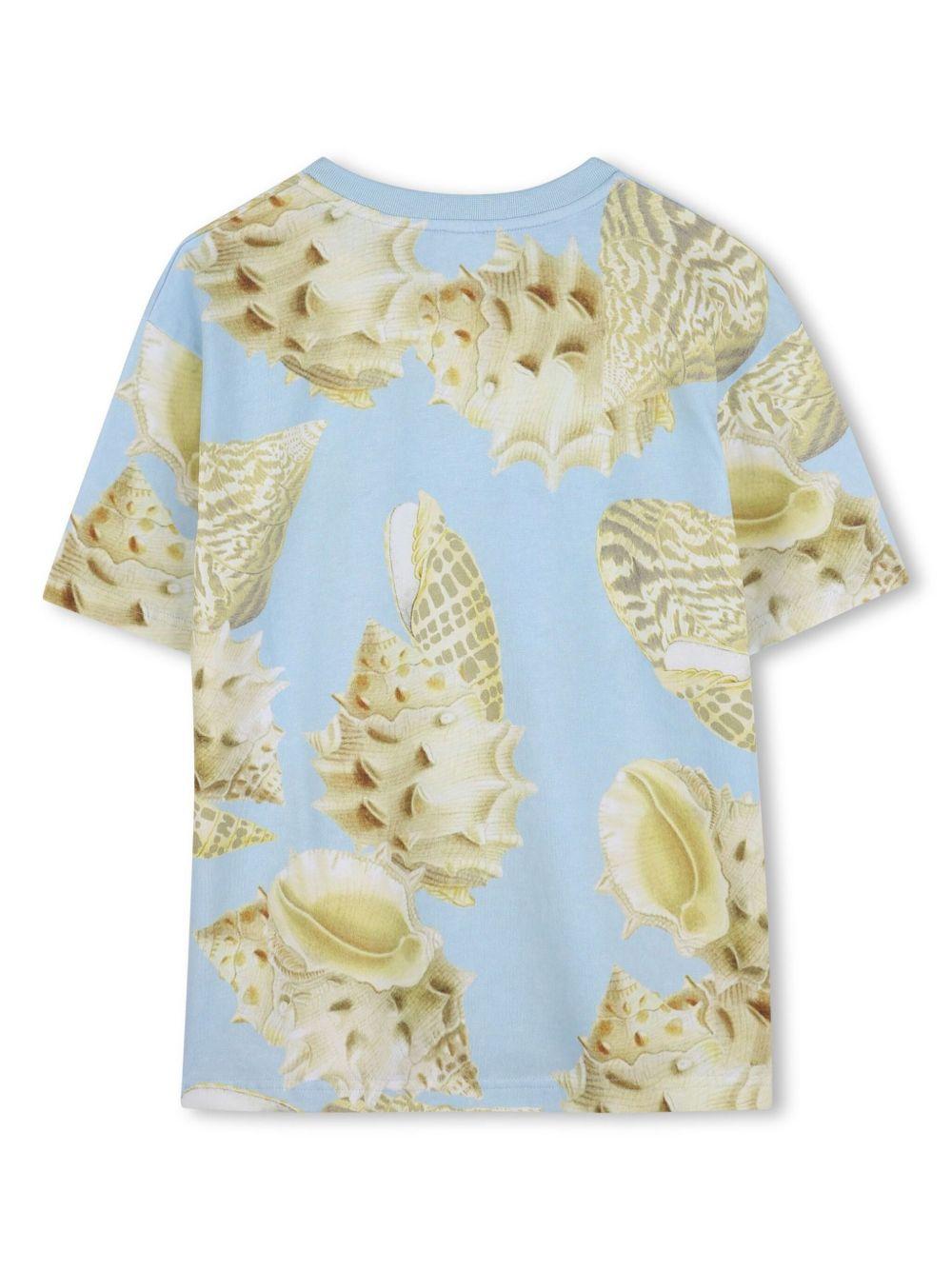 T-shirt con stampa conchiglie per bambino Givenchy Kids azzurro con trama jersey H30730 Z40 GIVENCHY KIDS 
