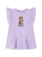 Abito per neonata Moschino Kids lilla con maniche con ruches MDV0DILFA06 51683 MOSCHINO KIDS 
