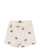 Shorts per neonato Donsje beige con ricamo rane all-over 4117101 00003 DONSJE KIDS 