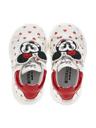 Sneakers per bambina Monnalisa bianche con motivo a cuori rossi 83F010 6719 0143 MONNALISA 