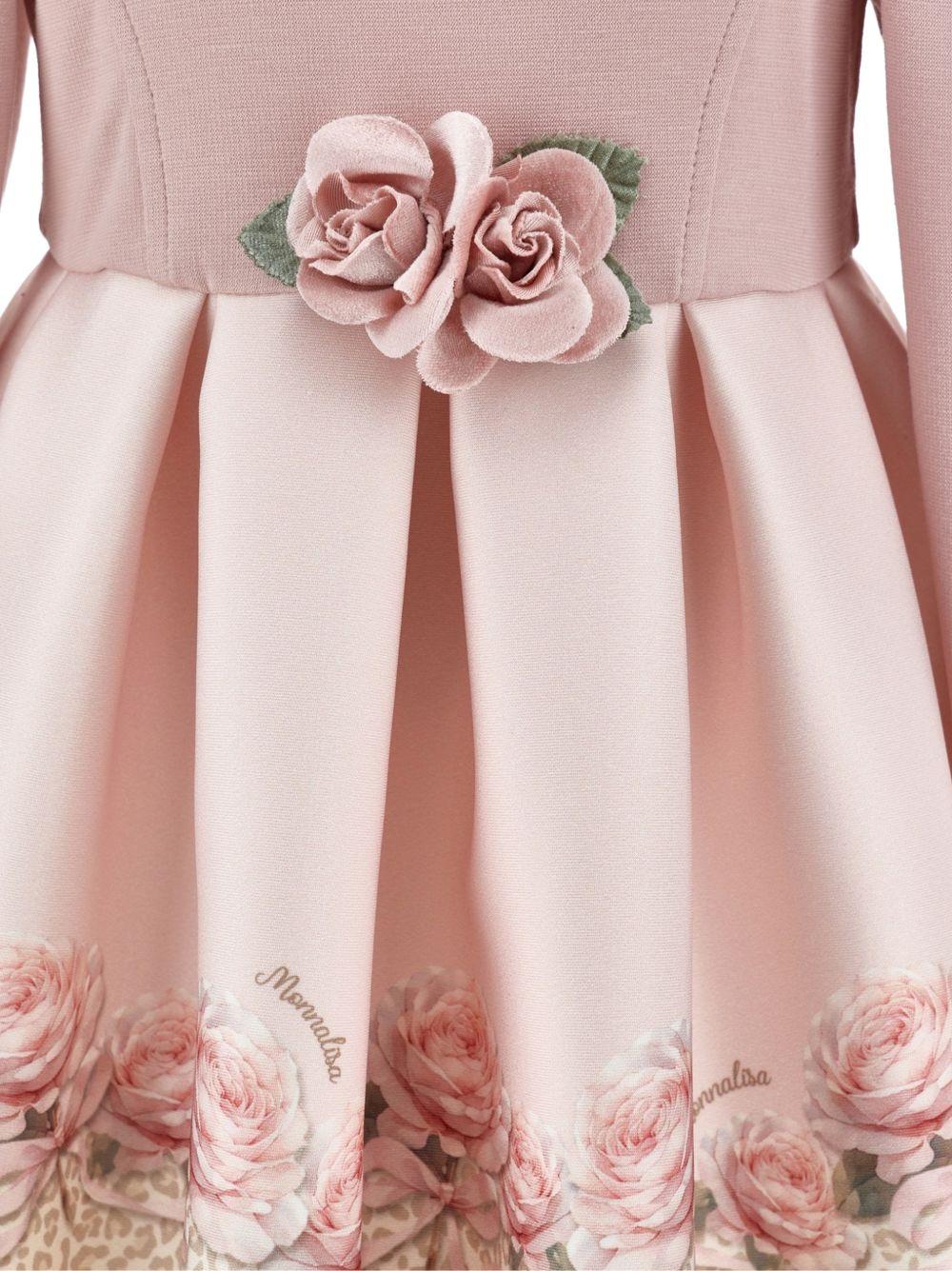 Abito per bambina Monnalisa Kids rosa con applicazione fiori sul davanti 31H909 8651 0080 MONNALISA KIDS 