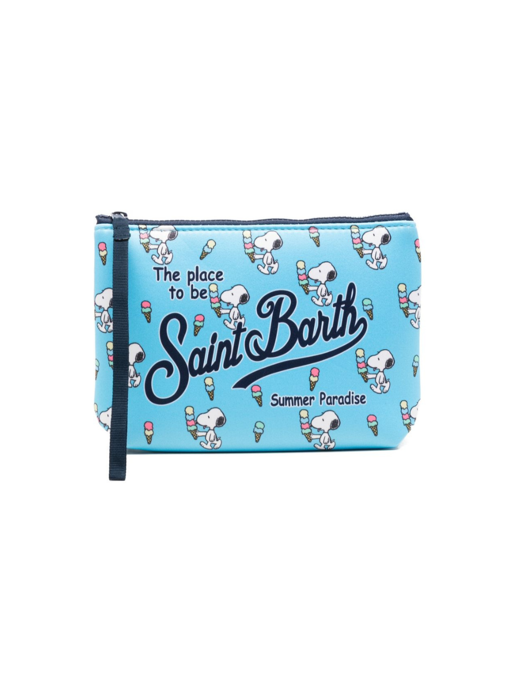 Pochette Aline MC2 Saint Barth x Peanuts azzurra con stampa grafica Snoopy all-over ALIN001 00718L MC2 ST. BARTH KIDS 