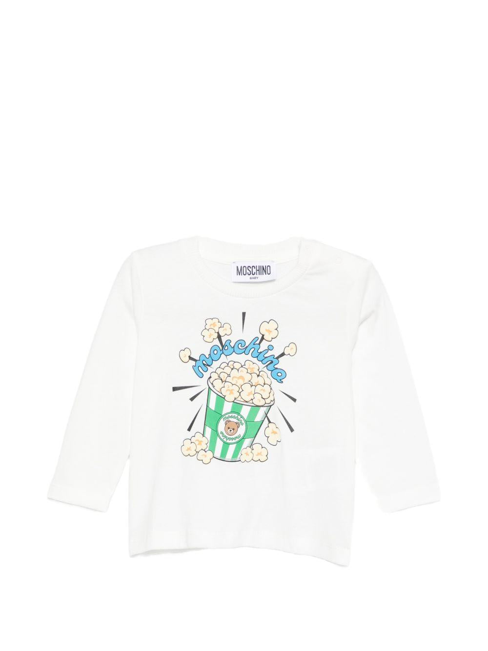 T-shirt per neonati Moschino Kids bianca con stampa grafica MUO01ELAA10 10063 MOSCHINO KIDS 