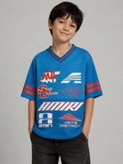 T-shirt per bambino Amiri Kids blu con stampa grafica sul davanti ACTOJR1026 552 AMIRI KIDS 