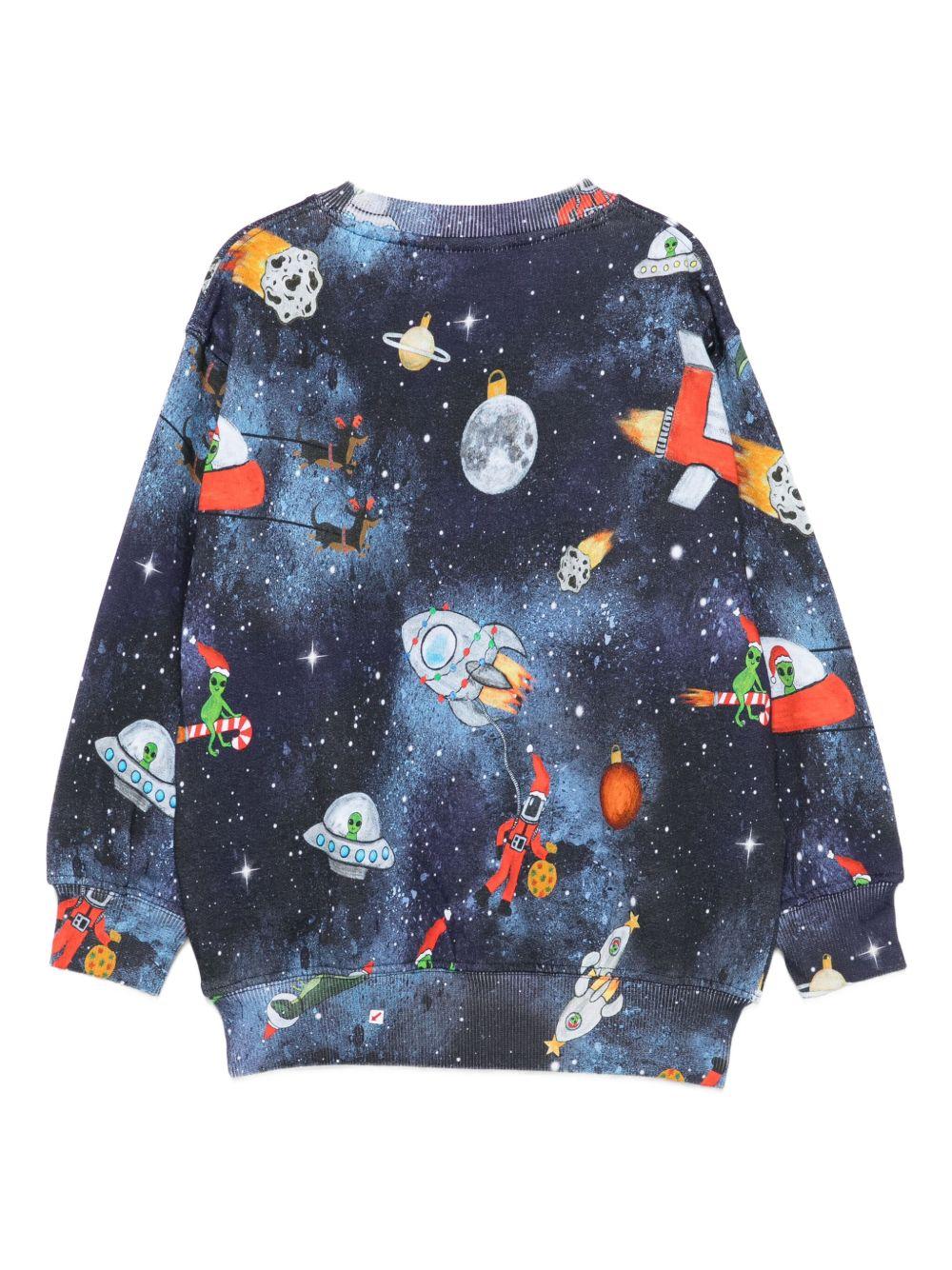 Felpa per bambino Molo blu con stampa spaziale 1W25J201 9414 MOLO 